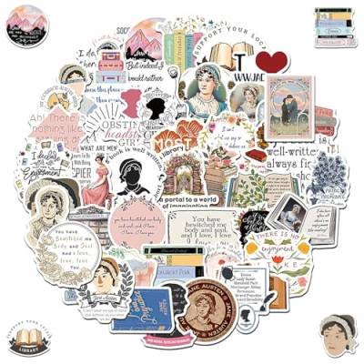 2 X 50 Stück Vintage Aufkleber, jane austen Aufkleber, Novelist Jane Austen Sticker Set, ästhetische aufkleber, für Kinder Mädchen Jugendliche, Scrapbooking Zubehör DIY Papierhandwerk von Qxwuyazbryl
